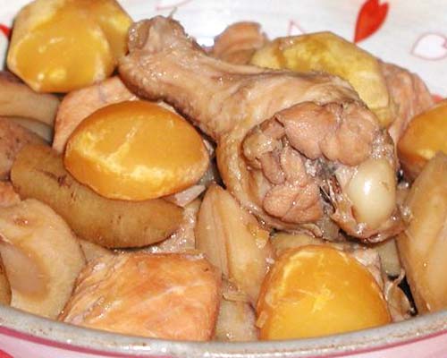 鶏と栗と根菜の煮物